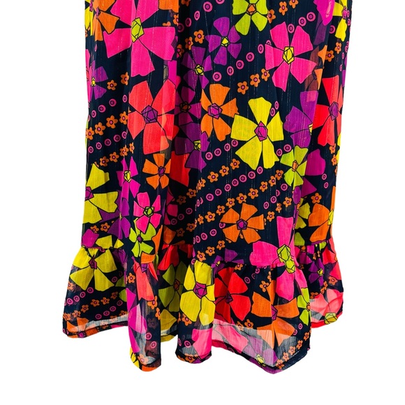 Julie Brown New York Floral Fit and Flare Dress Multicolor Metallic Sz 6 - Picture 7 of 12